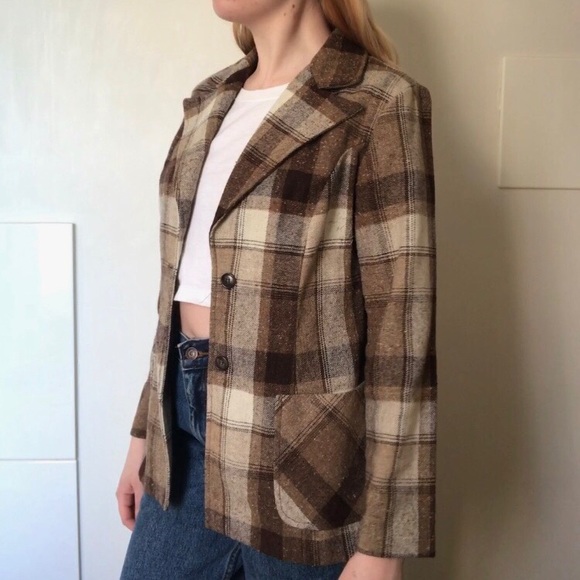 70s Vintage Plaid Blazer - Picture 2 of 5